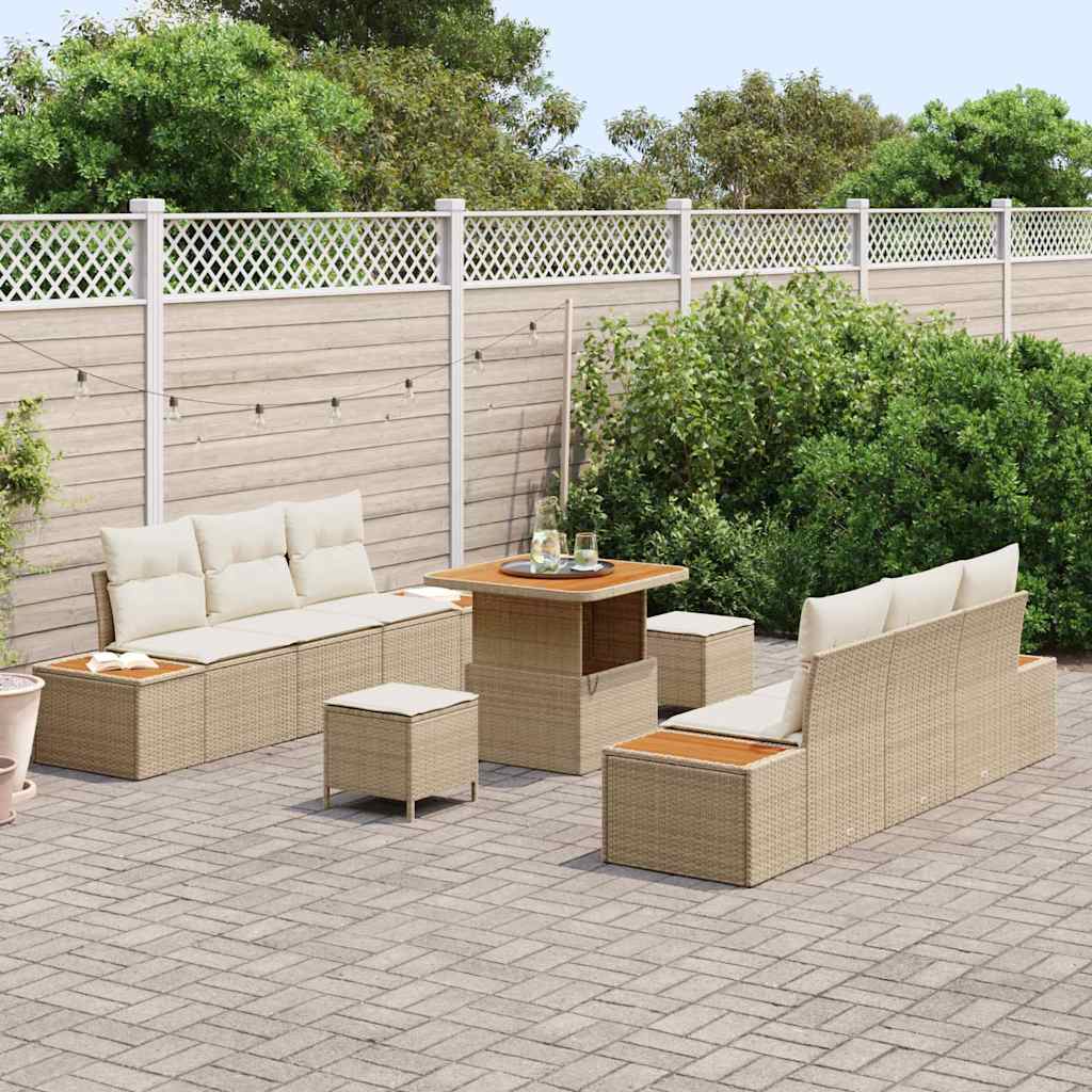 Tuin Sofa Set met kussen 9 pcs Beige, Crème 80 x 80 x 71 cm