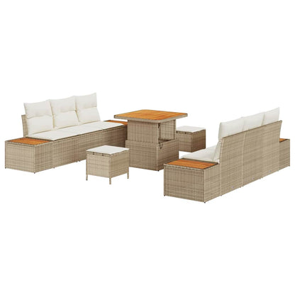 Tuin Sofa Set met kussen 9 pcs Beige, Crème 80 x 80 x 71 cm