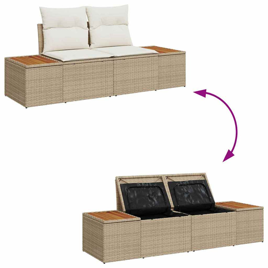 Tuin Sofa Set met kussen 9 pcs Beige, Crème 80 x 80 x 71 cm