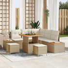 Tuinbankenset poly riet 8 delig beige