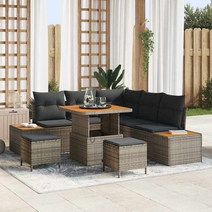 Tuin Sofa Set met kussen met opslag 8 pcs Grijs Poly riet