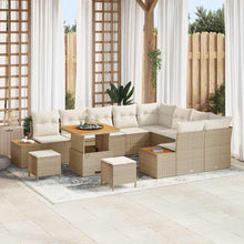 Tuin Sofa Set met kussen met opslag 12 pcs Beige Poly riet
