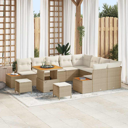 Tuin Sofa Set met kussen met opslag 12 pcs Beige Poly riet