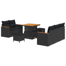 Tuinbankenset met kussen 10 pcs Zwart poly rattan