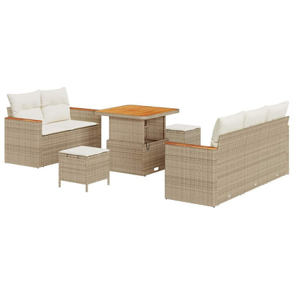 Tuinbankenset met kussen 10 pcs Beige en Crème poly rattan