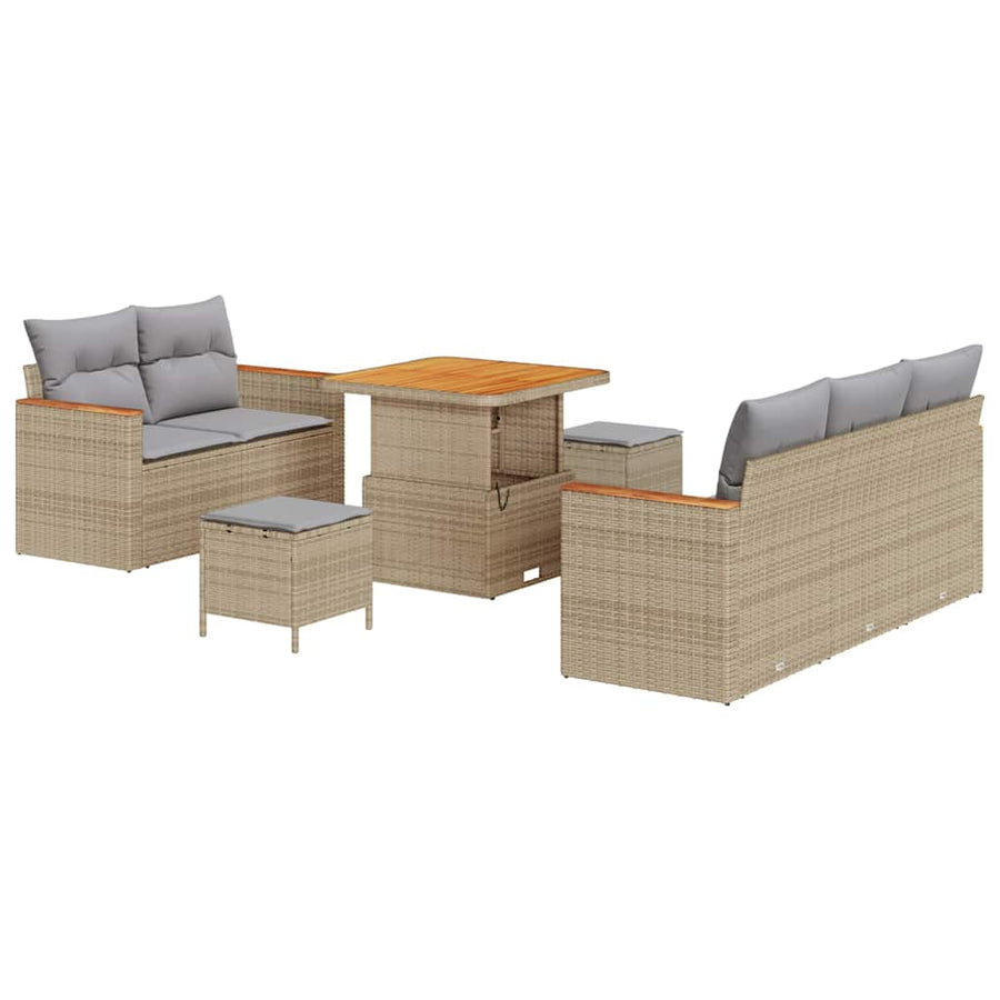 Tuinbankenset 10 pcs Beige en Licht Grijs poly rattan