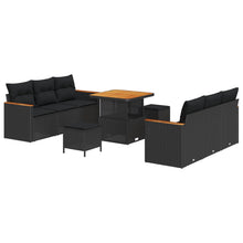Tuinbankenset met kussen 11 pcs Zwart poly rattan
