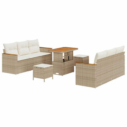 Tuinbankenset met kussen 11 pcs Beige en Crème poly rattan