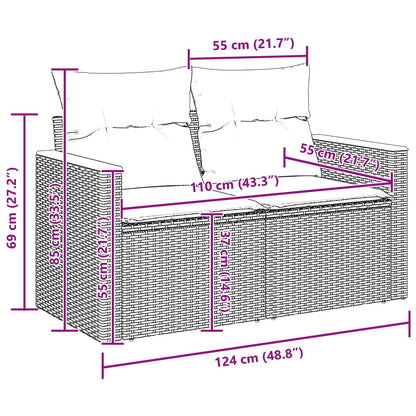 Tuinbankenset met kussen 14 pcs Zwart poly rattan