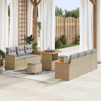 Tuinbankenset 14 pcs Beige en Licht Grijs poly rattan