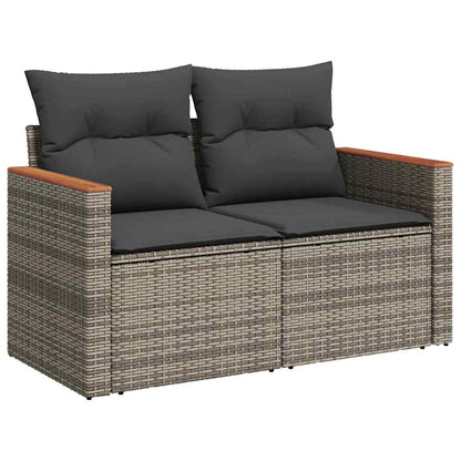 Tuinbankenset met kussen 14 pcs Grijs poly rattan
