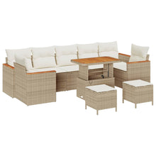 Tuin Sofa Set met kussen 10 pcs Beige Poly riet