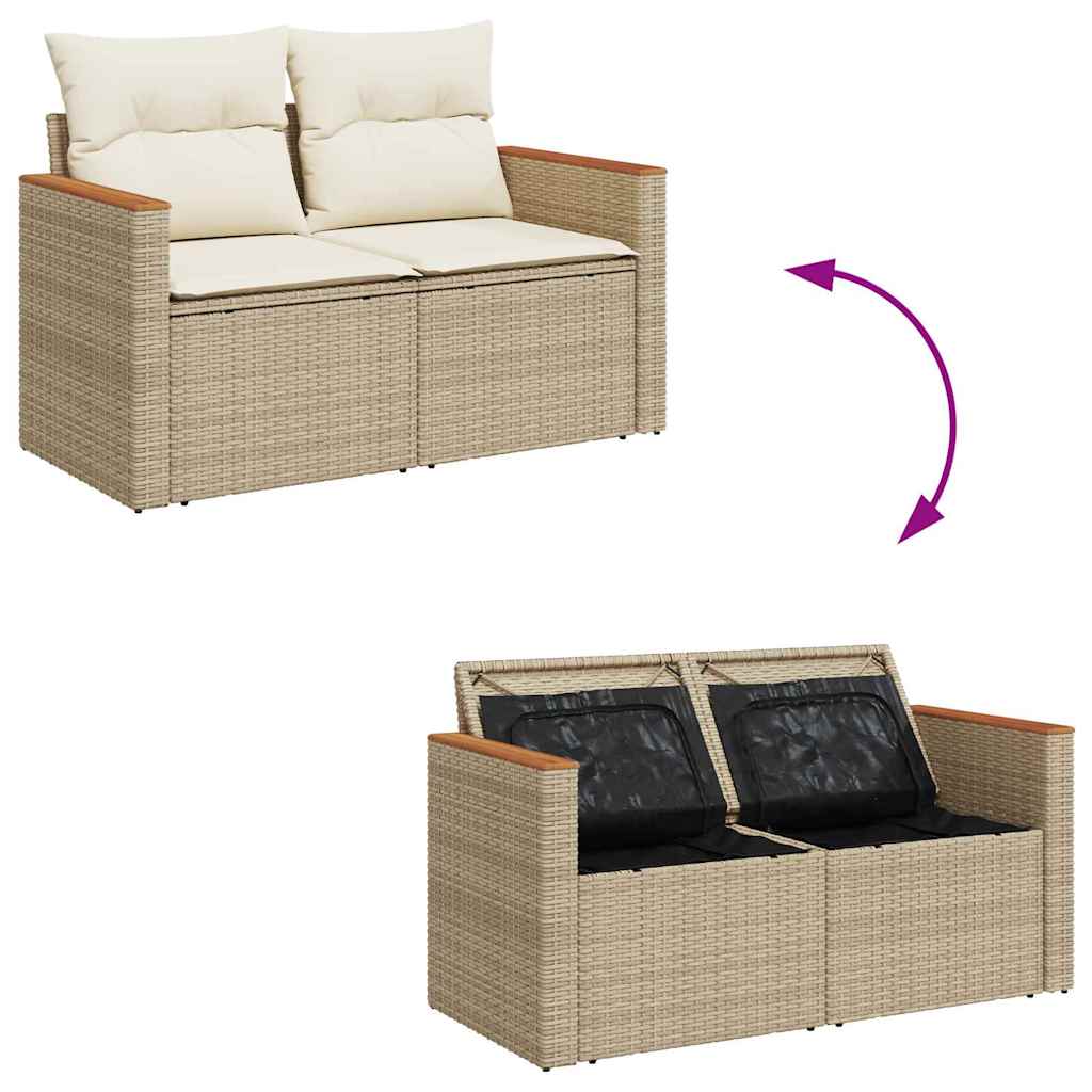 Tuin Sofa Set met kussen 10 pcs Beige Poly riet