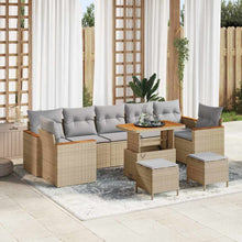 Tuin Sofa Set met kussen 10 pcs Beige Poly riet