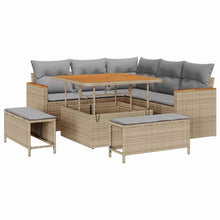 Tuin Sofa Set Met Kussen 8 Pcs Poly Riet 100 cm tafellengte beige en lichtgrijs