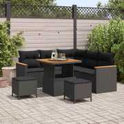 Tuinset poly riet 8-delig zwart