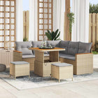 Loungeset poly riet 8-delig beige lichtgrijs