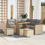 Loungeset poly riet 8-delig beige lichtgrijs