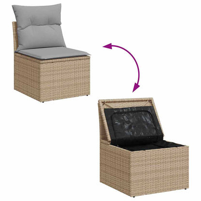Tuin Sofa Set Met Kussen 8 Pcs Poly Riet 80 cm tafellengte beige en lichtgrijs