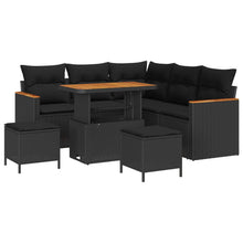 Tuin Sofa Set met kussen 8 pcs Zwart Poly riet