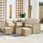 Modulaire tuin loungeset poly riet beige 8-delig