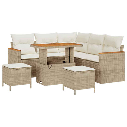 Tuin Sofa Set met kussen 8 pcs Beige Poly riet