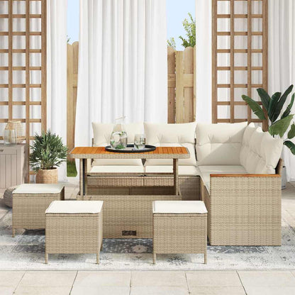 Tuin Sofa Set met kussen met opslag Beige Poly riet