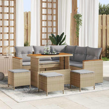 Tuin Sofa Set Met Kussen Met Opslag Poly Riet 110 cm tafellengte beige en lichtgrijs