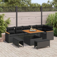 Tuin Sofa Set met kussen 9 pcs Zwart Poly riet