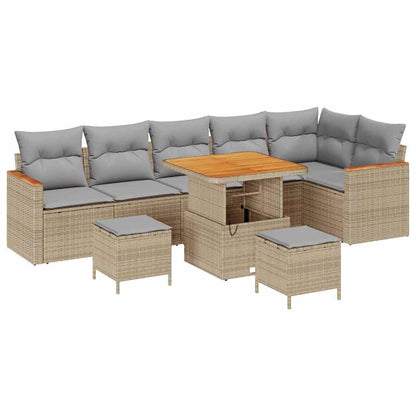 Tuin Sofa Set met kussen 9 pcs Beige Poly riet