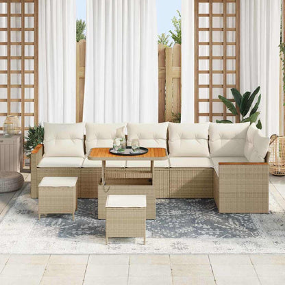 Tuin Sofa Set met kussen met opslag Beige Poly riet