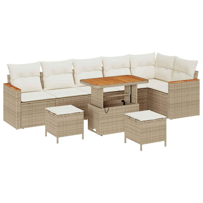Tuin Sofa Set met kussen met opslag Beige Poly riet