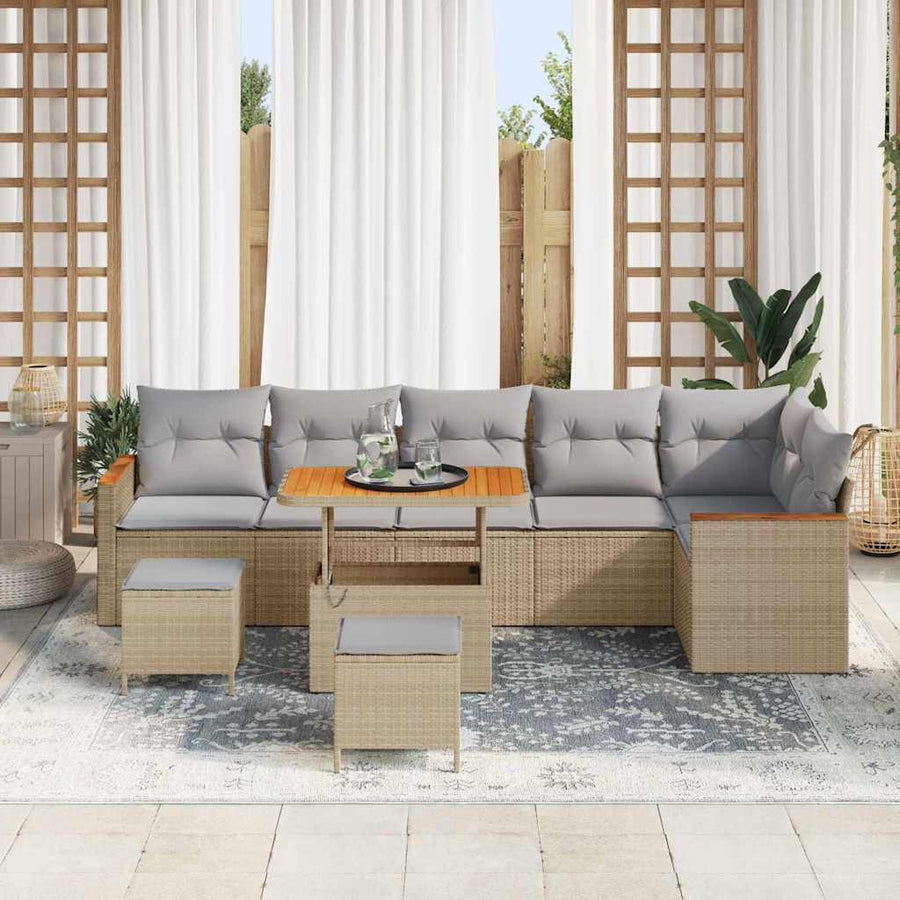 Tuin Sofa Set met kussen met opslag Beige Poly riet