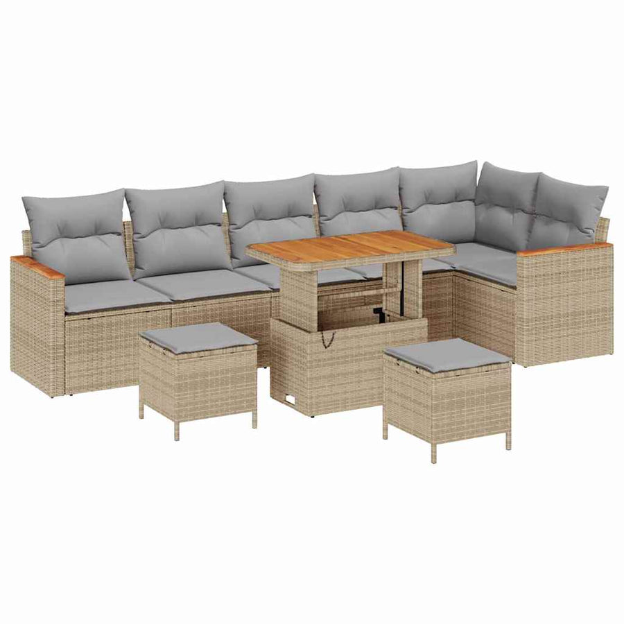 Tuin Sofa Set met kussen met opslag Beige Poly riet