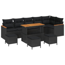 Tuin Sofa Set met kussen 10 pcs Zwart Poly riet