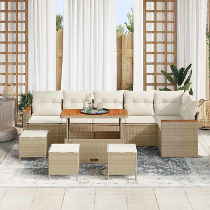Tuin Sofa Set met kussen 10 pcs Beige Poly riet