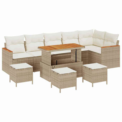 Tuin Sofa Set met kussen 10 pcs Beige Poly riet