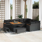 Garden Sofa Set with Cushions and Storage 12 pcs Black Poly Rattan