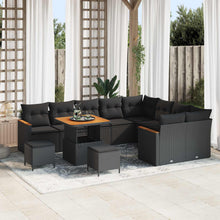 Tuin Sofa Set met kussen met opslag 12 pcs Zwart Poly Rattan