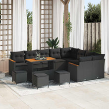 Tuin Sofa Set met kussen met opslag 13 pcs Zwart Poly Rattan