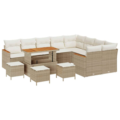 Tuin Sofa Set met kussen met opslag 13 pcs Beige Poly Rattan