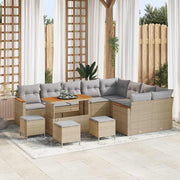 Tuinset poly rattan 13-delig beige