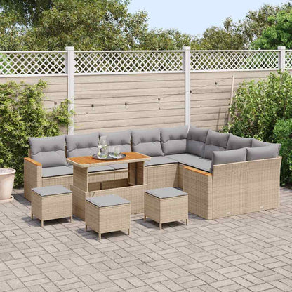 Tuin Sofa Set met kussen met opslag 13 pcs Beige Poly Rattan
