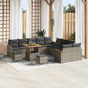 Tuinbankenset poly rattan grijs 13-delig
