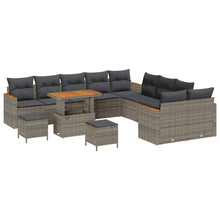 Tuinbankenset met kussen 13 pcs Grijs poly rattan