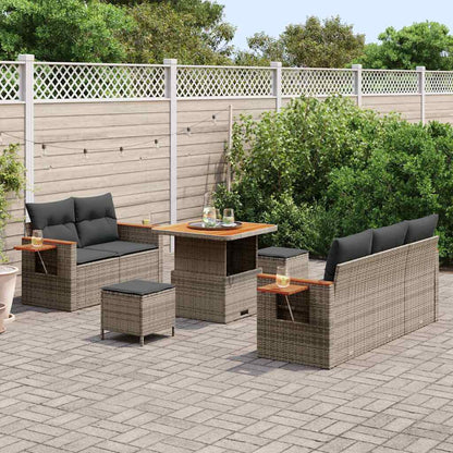 Tuinbankenset met kussen 10 pcs Grijs poly rattan