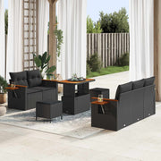 Tuinbankenset poly rattan zwart 179x179x85 cm
