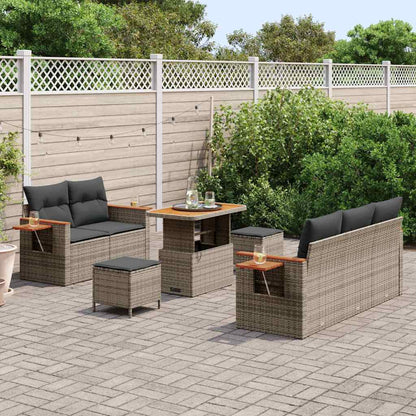 Tuinbankenset met kussen 10 pcs Grijs poly rattan