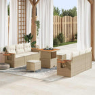 Tuinbankenset poly rattan acaciahout beige 11-delig