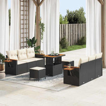Tuinbankenset met kussen 11 pcs Zwart en Crème poly rattan